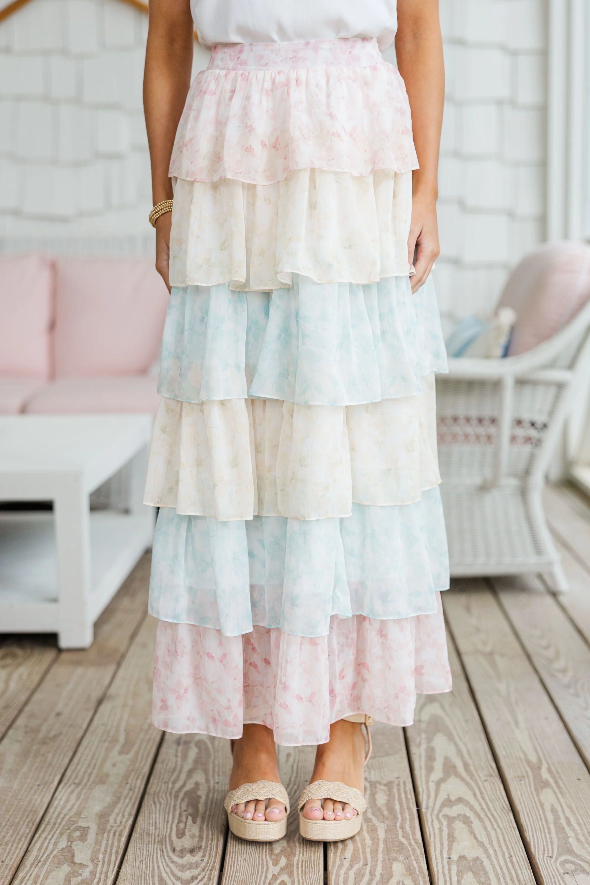 Pink Multi Floral Maxi Skirt