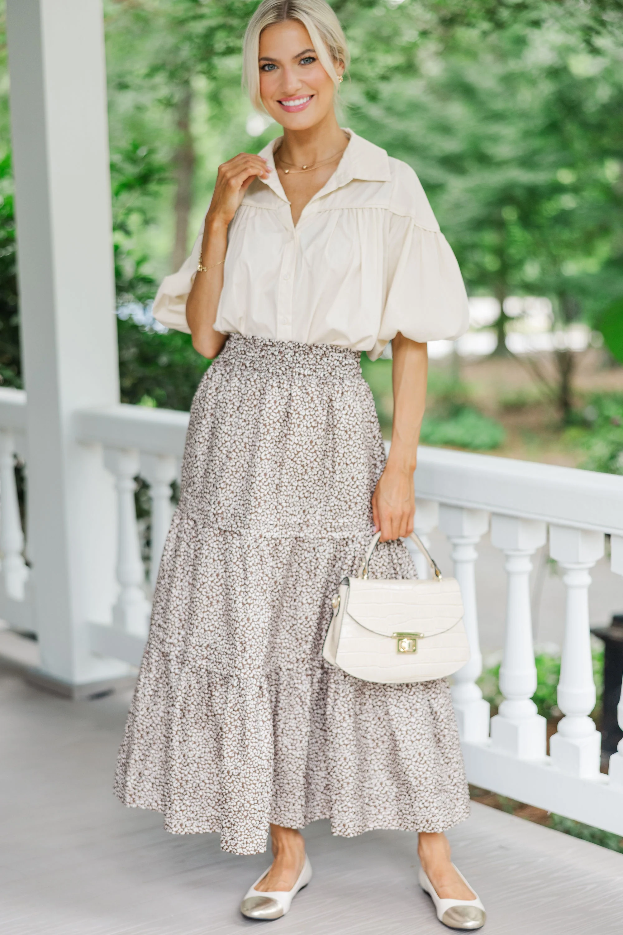 Brown Leopard Maxi Skirt