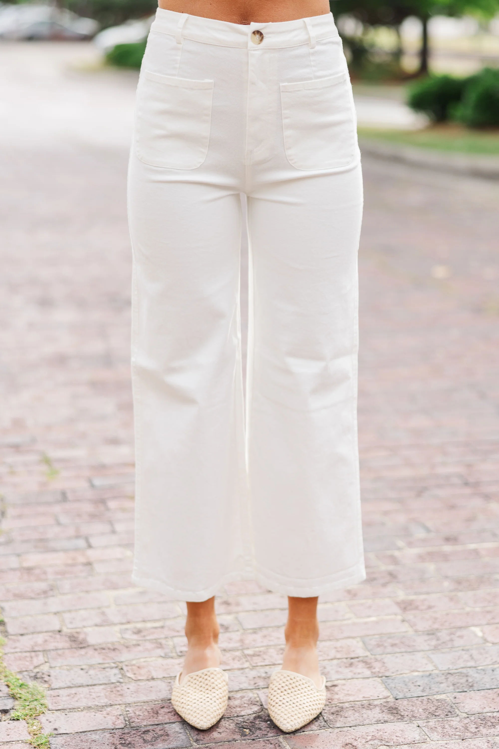 Ivory White Wide Leg Pants