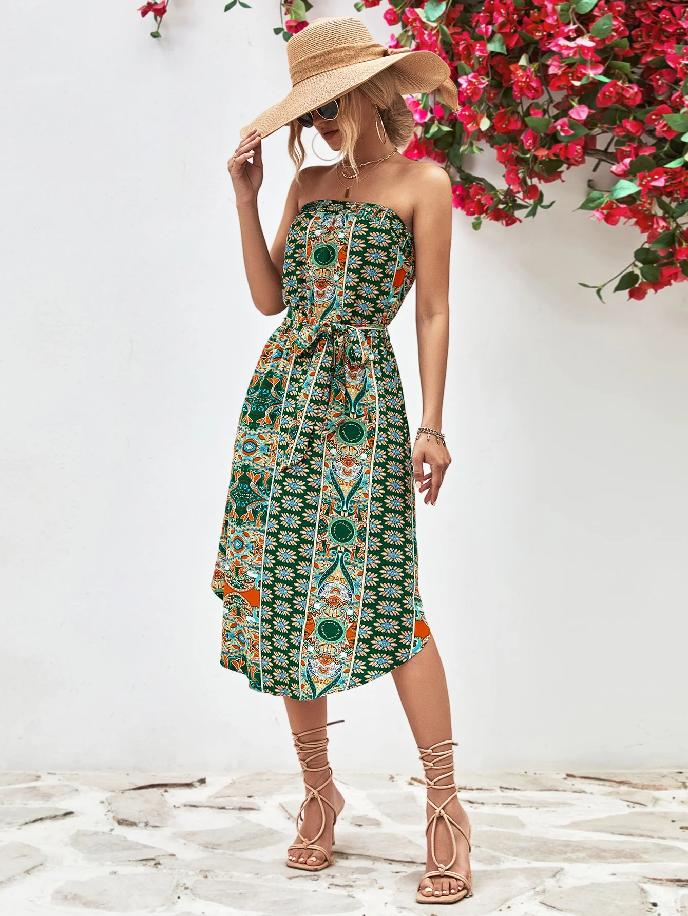 Tube Top Printed Dress