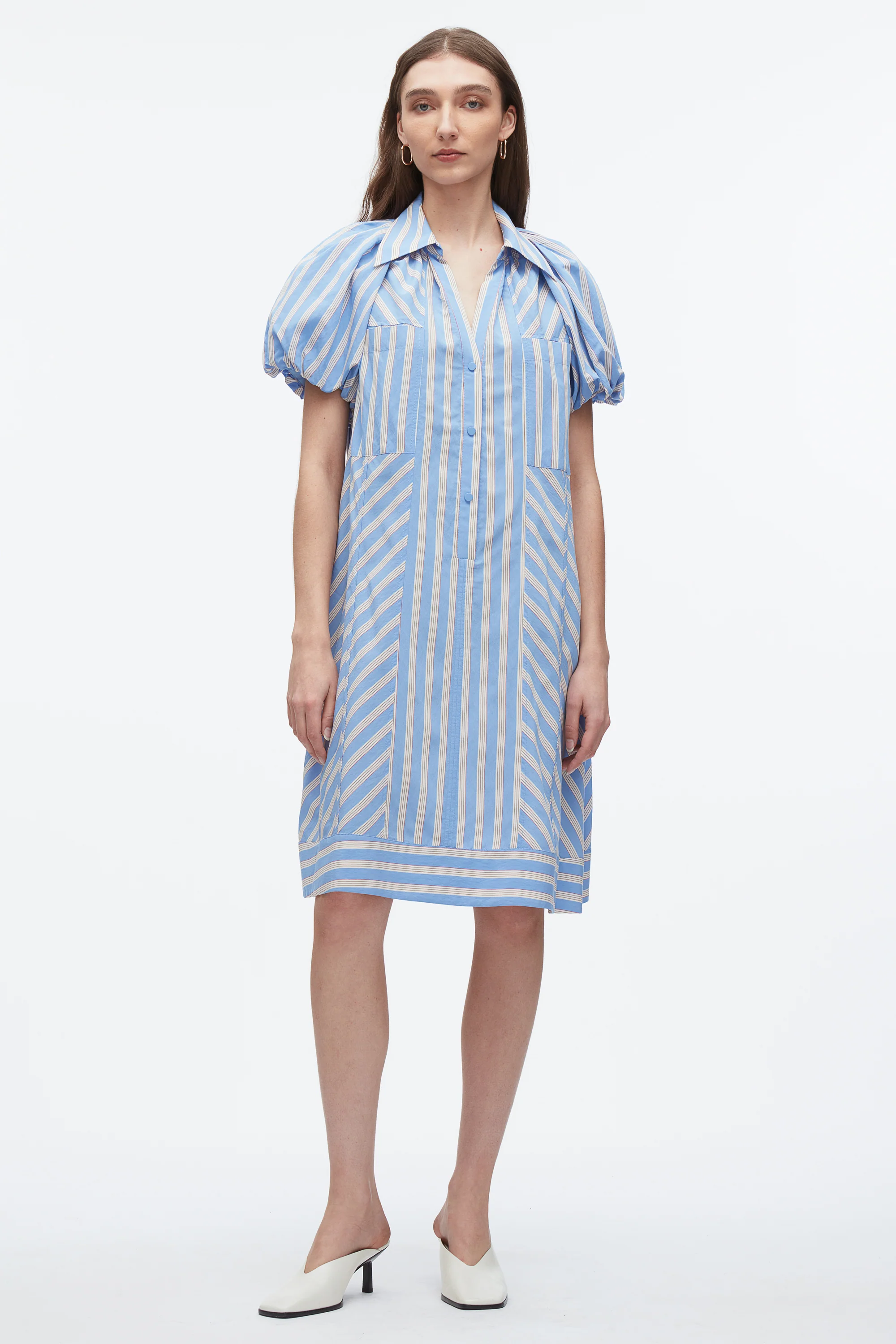 Puff Sleeve Short Shirt Dress