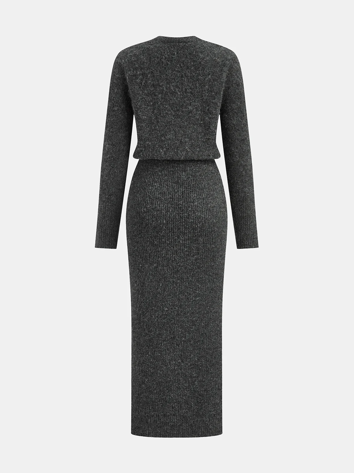Wool-Blend Fuzzy Midi Dress