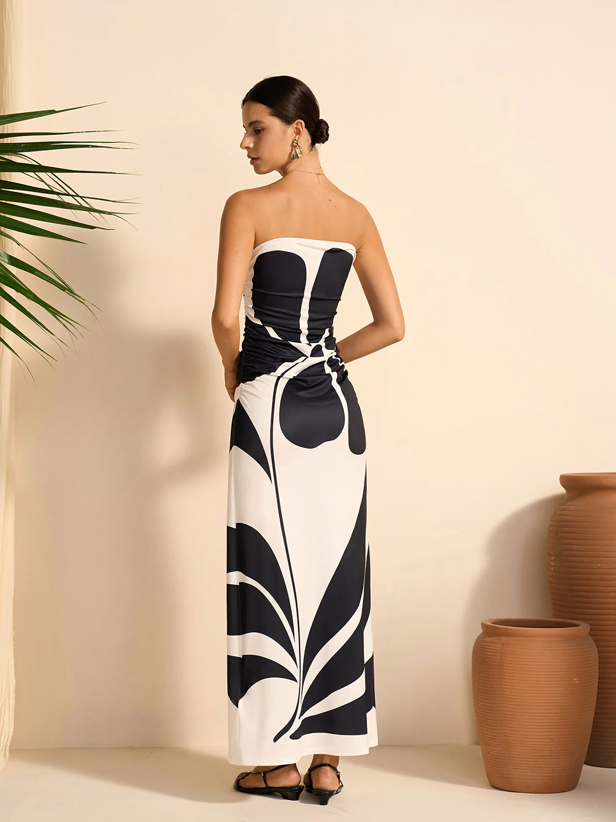 Semi-Sheer Strapless Floral Dress