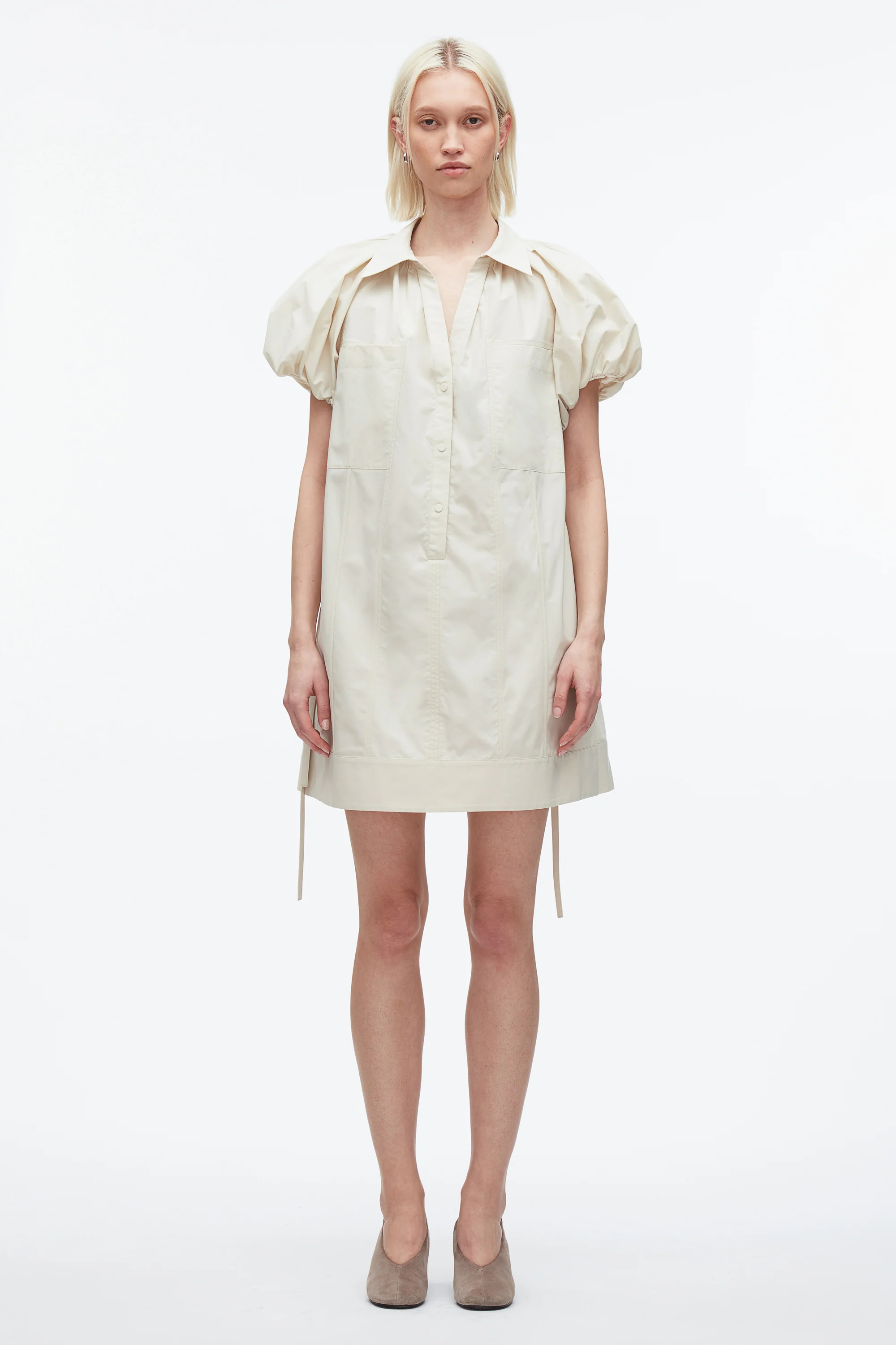 Puff Sleeve Short Shirt Dress